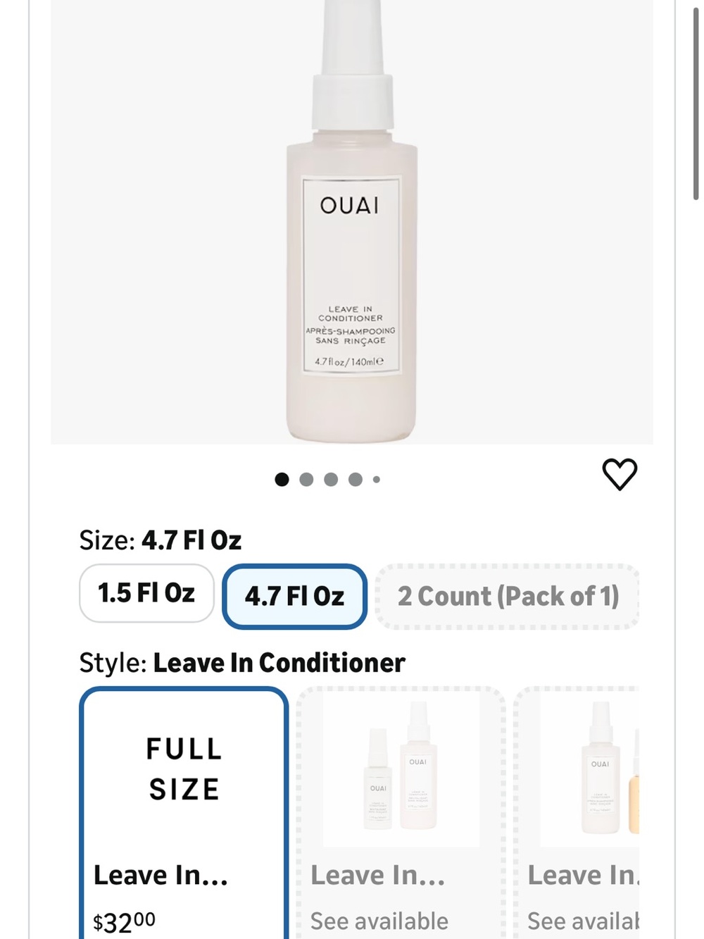 OUAI Leave-In Conditioner Bottle — Soft Pink